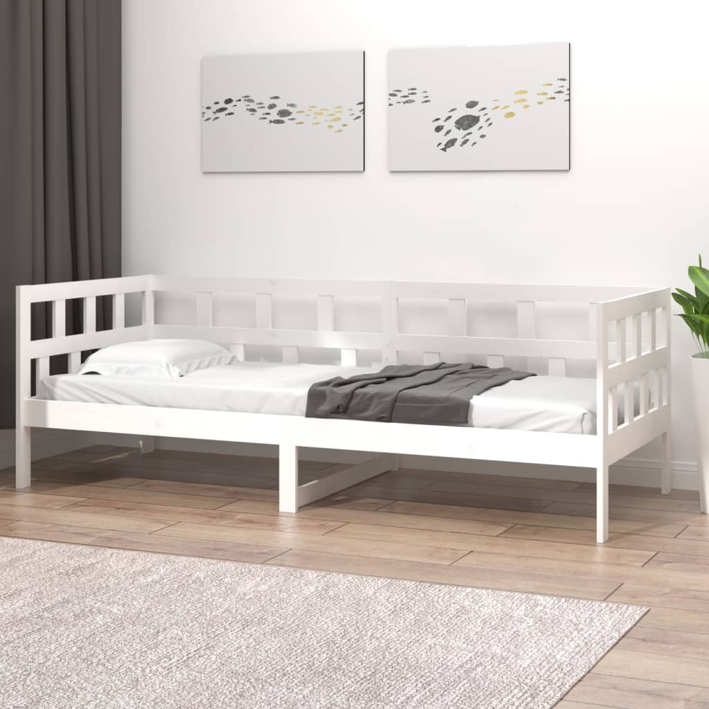 vidaXL Sofá cama sin colchón madera maciza de pino blanco 90x200 cm