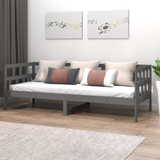 vidaXL Sofá cama sin colchón madera maciza de pino gris 90x200 cm