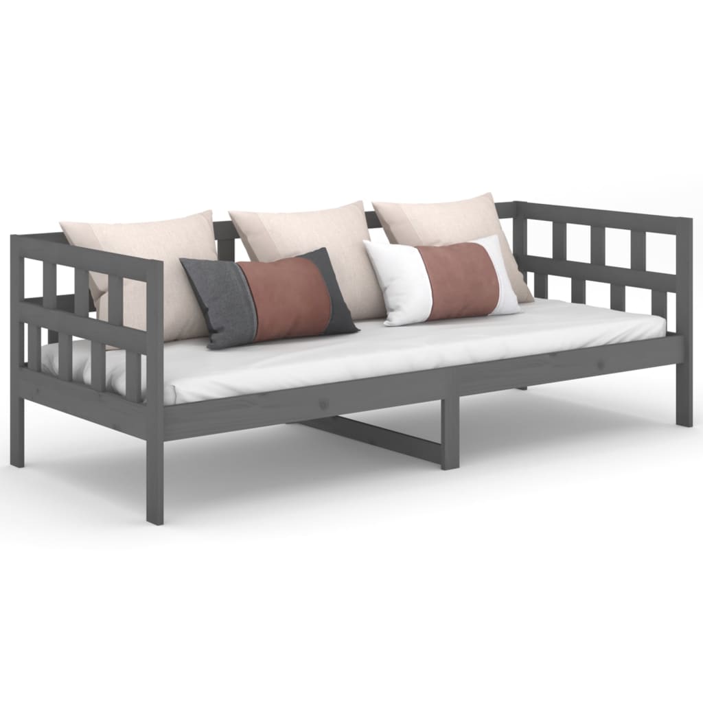 vidaXL Sofá cama madera maciza de pino gris 80x200 cm