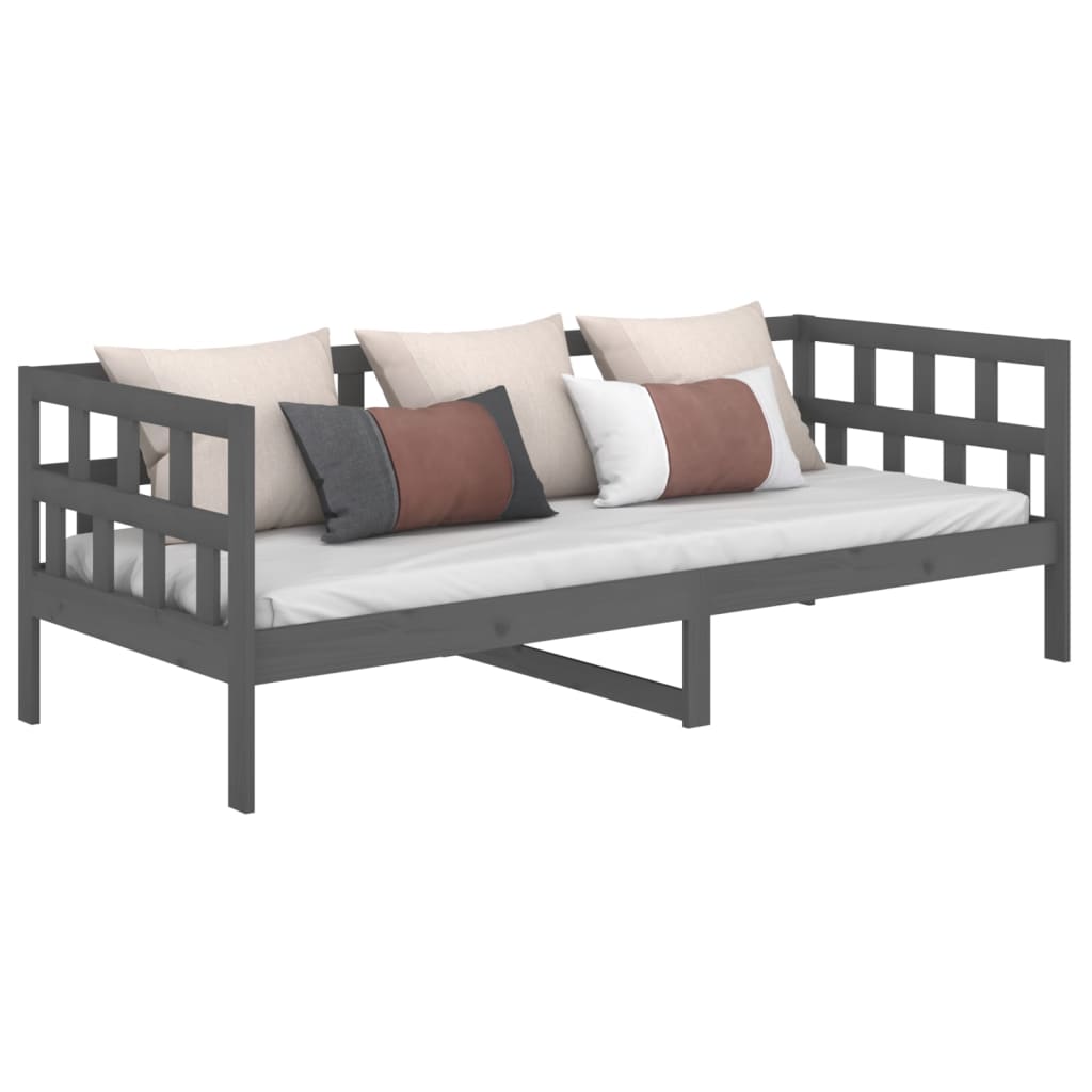 vidaXL Sofá cama madera maciza de pino gris 80x200 cm