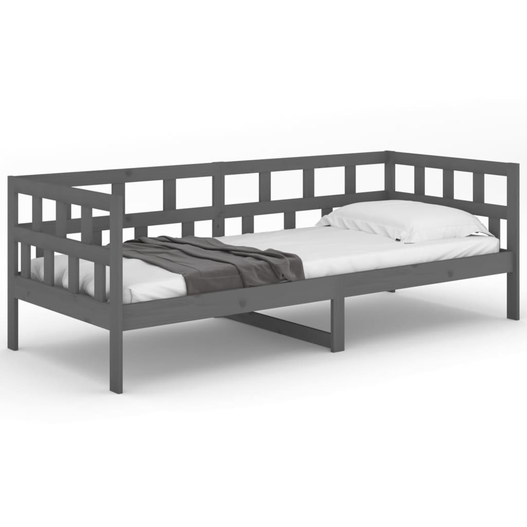 vidaXL Sofá cama madera maciza de pino gris 80x200 cm