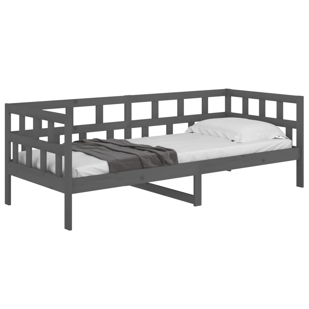 vidaXL Sofá cama madera maciza de pino gris 80x200 cm