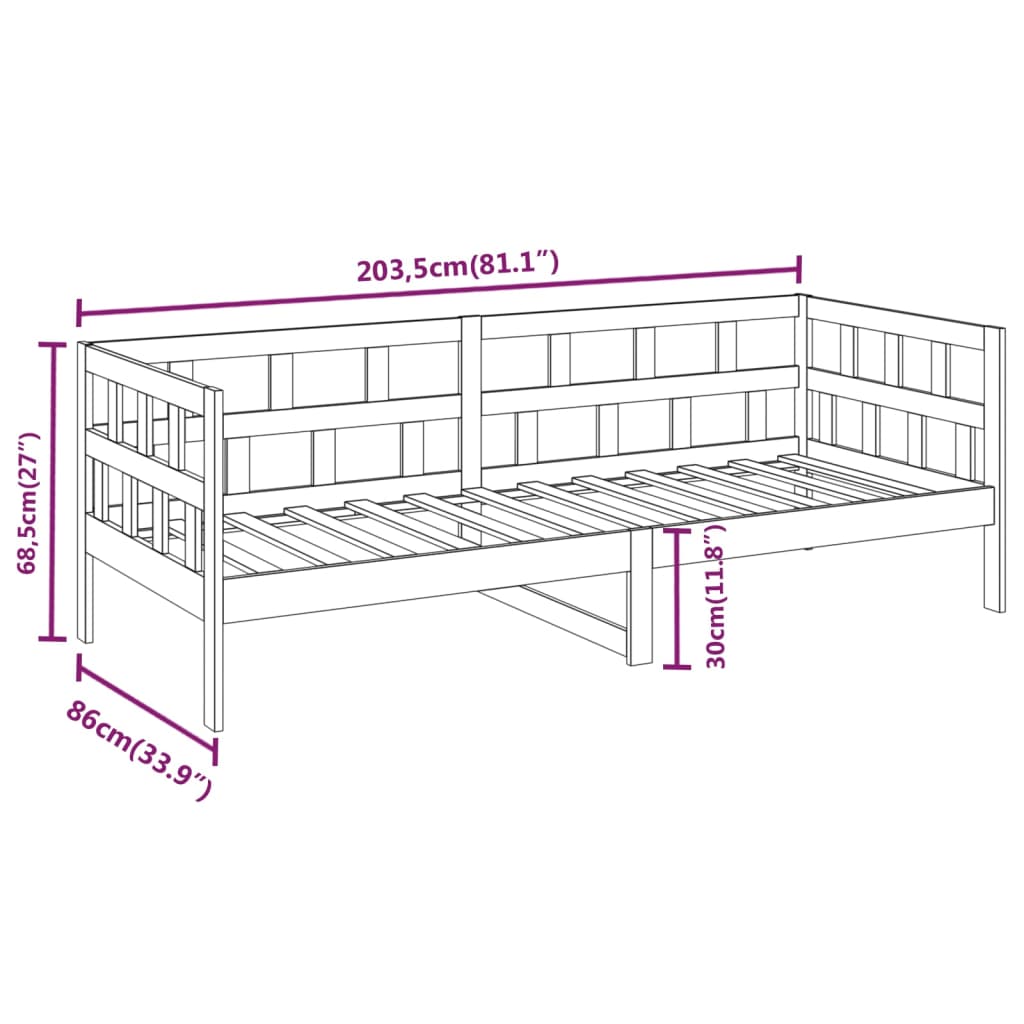 vidaXL Sofá cama madera maciza de pino gris 80x200 cm