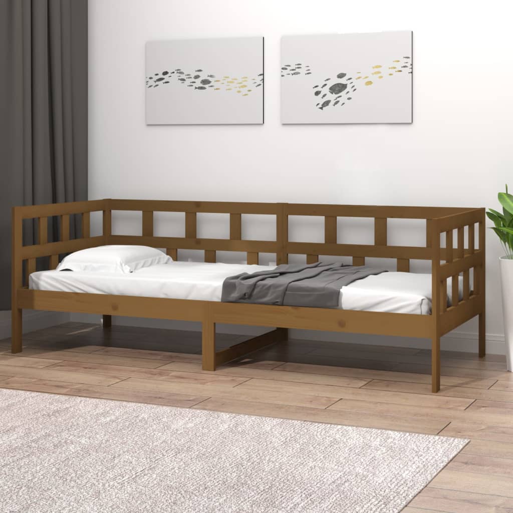 vidaXL Sofá cama madera maciza de pino marrón miel 80x200 cm