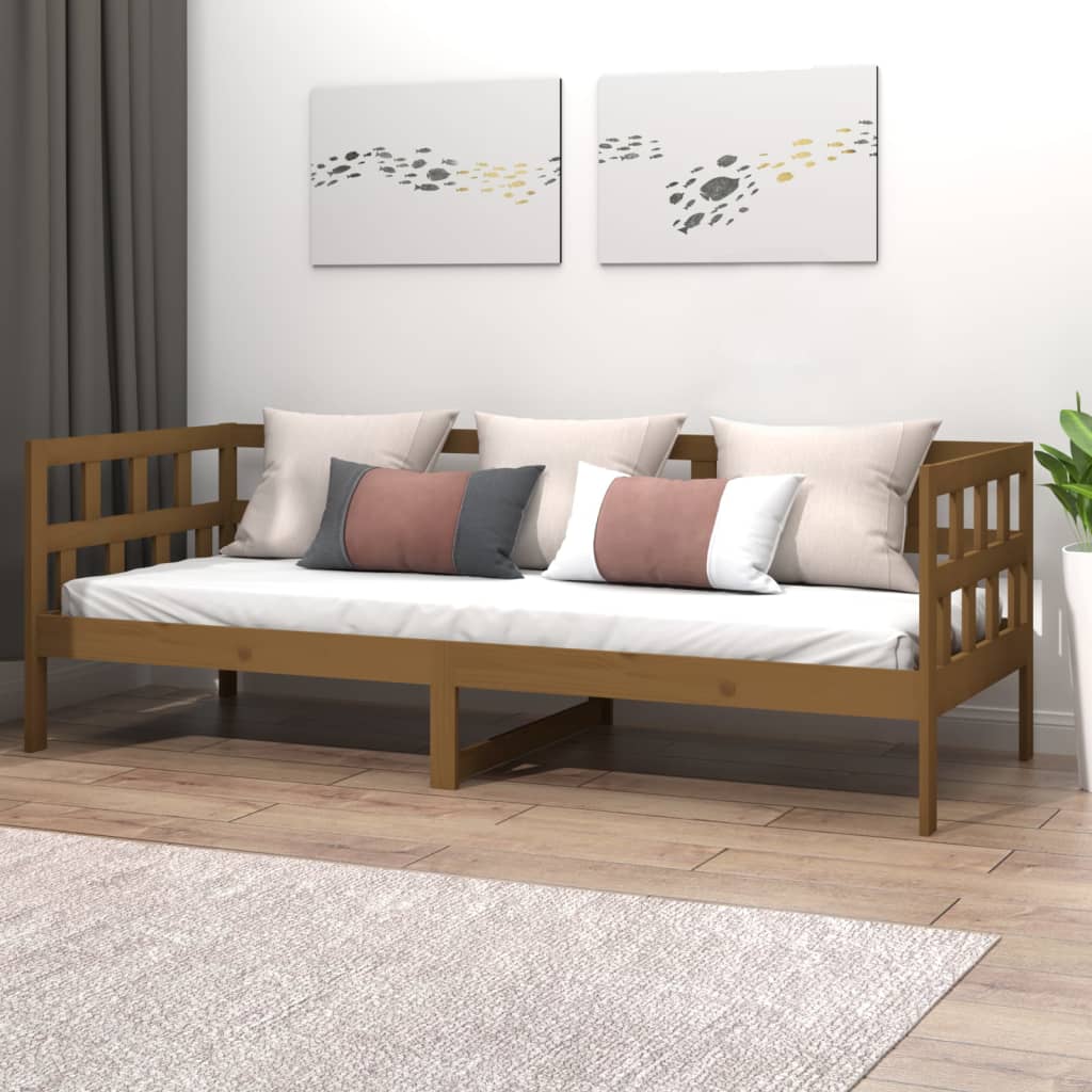 vidaXL Sofá cama madera maciza de pino marrón miel 80x200 cm