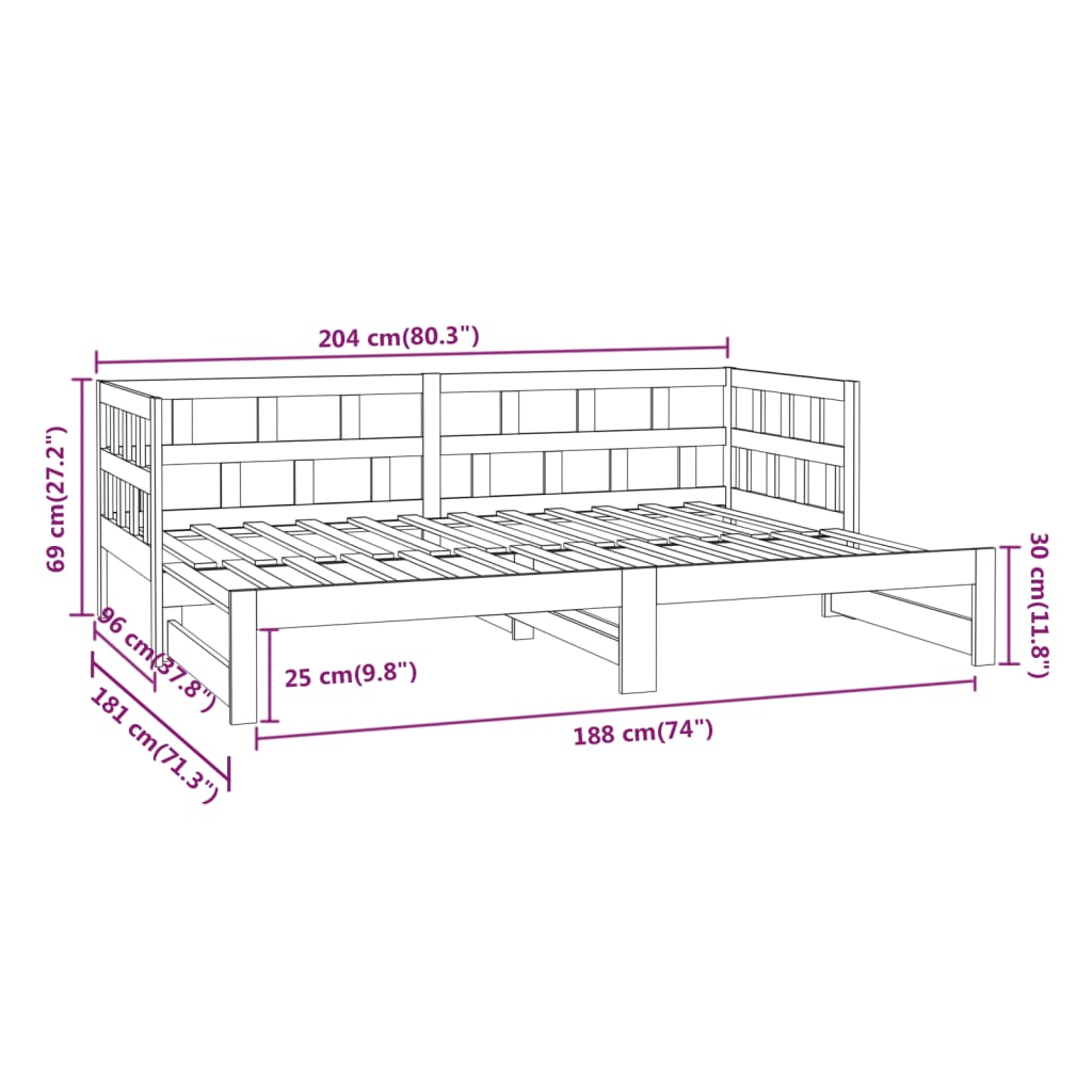 vidaXL Sofá cama extraíble sin colchón blanco 2x(90x200) cm