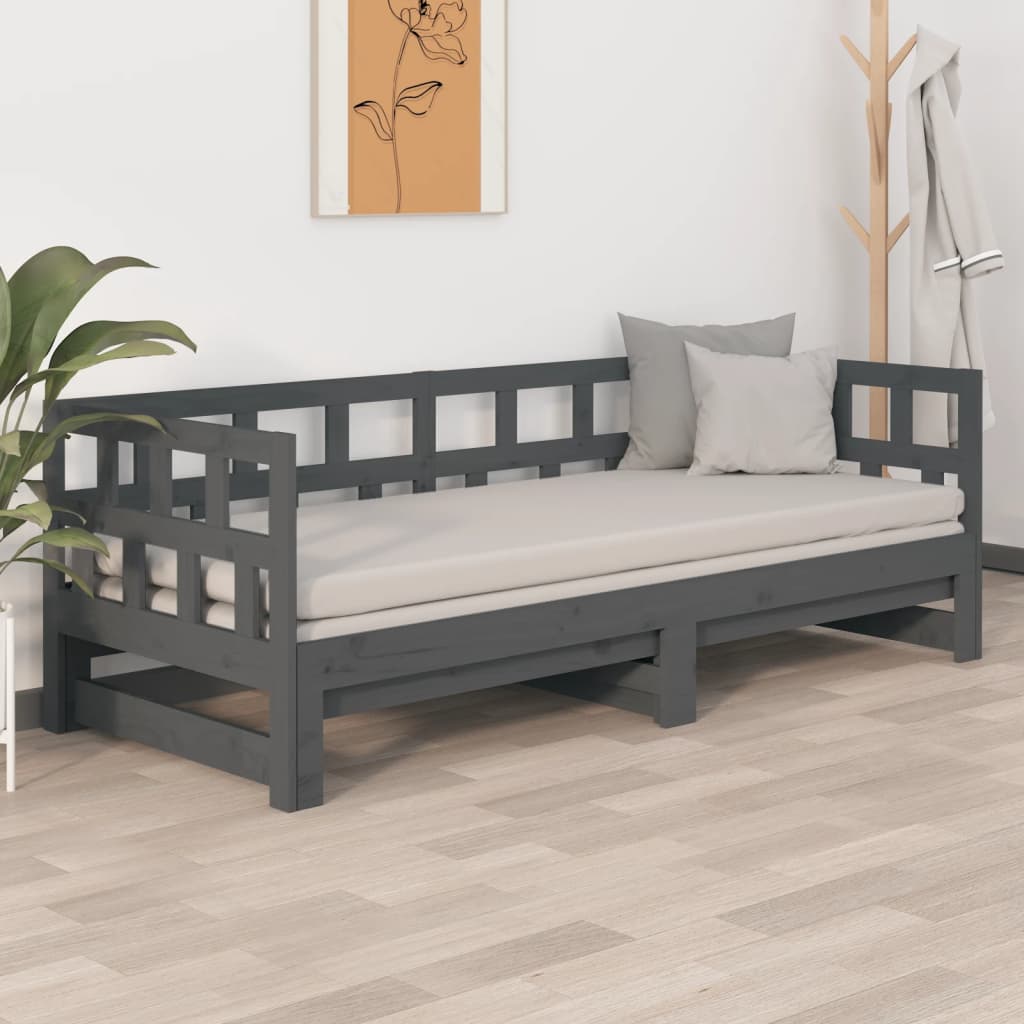 vidaXL Sofá cama extraíble sin colchón gris 2x(90x200) cm