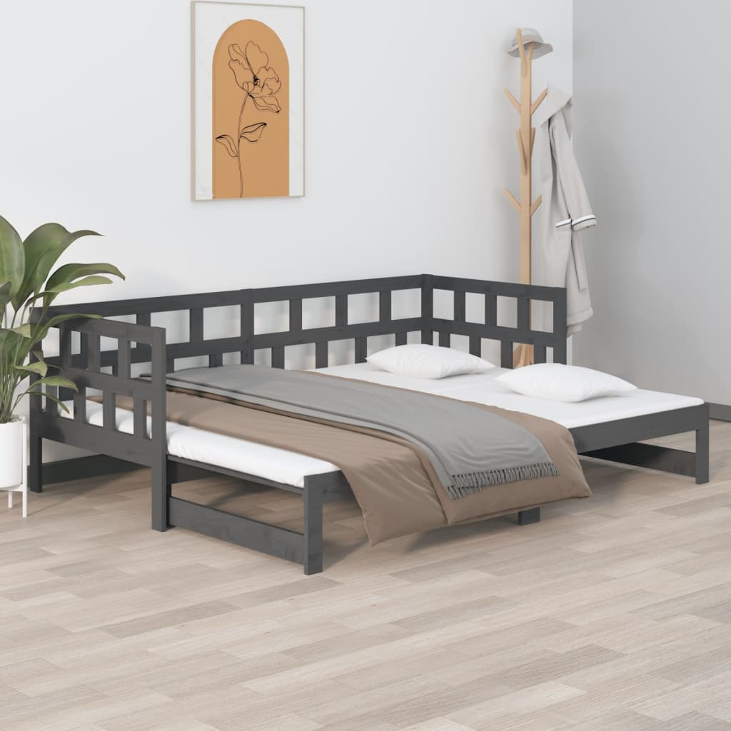 vidaXL Sofá cama extraíble sin colchón gris 2x(90x200) cm