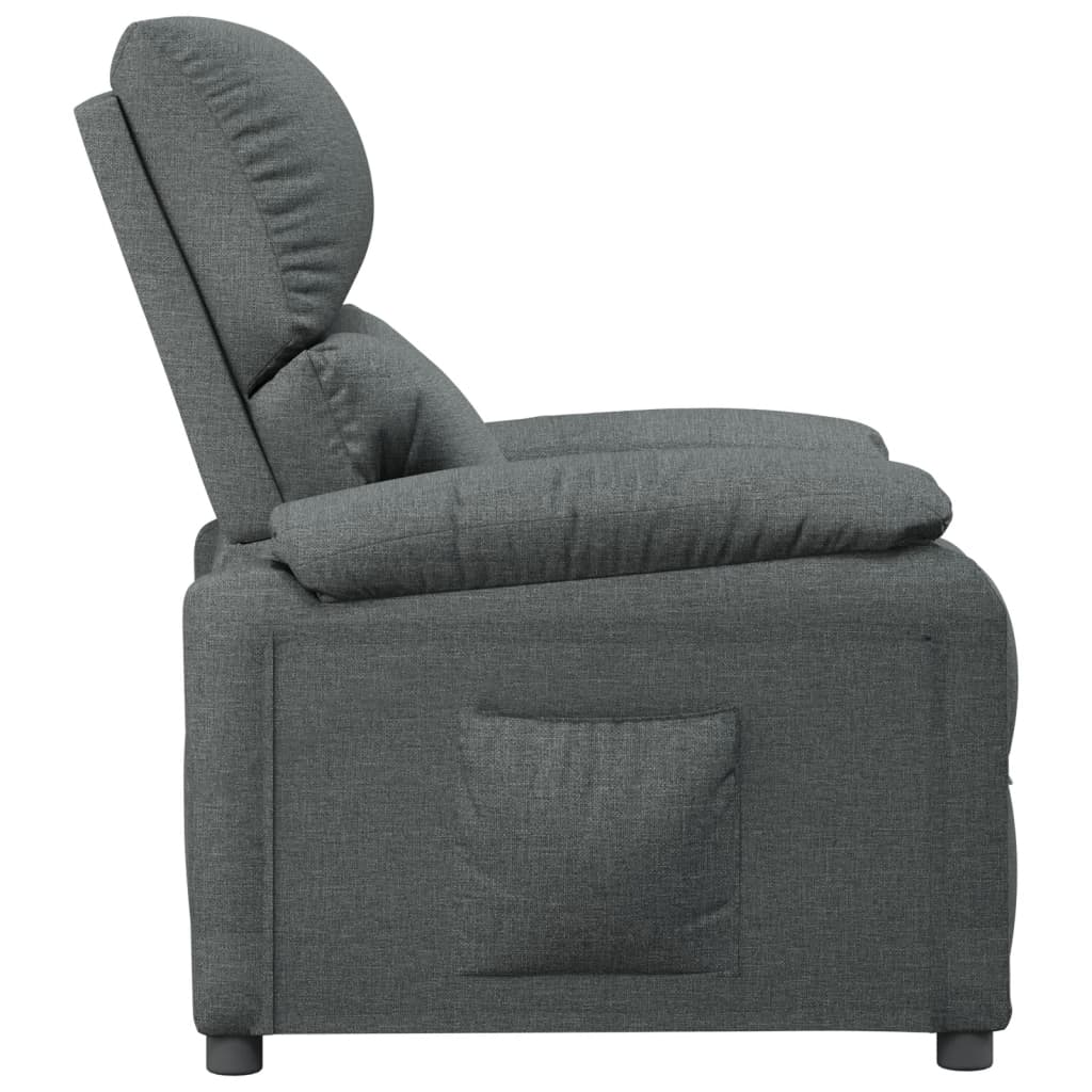 vidaXL Sillón reclinable de tela gris oscuro