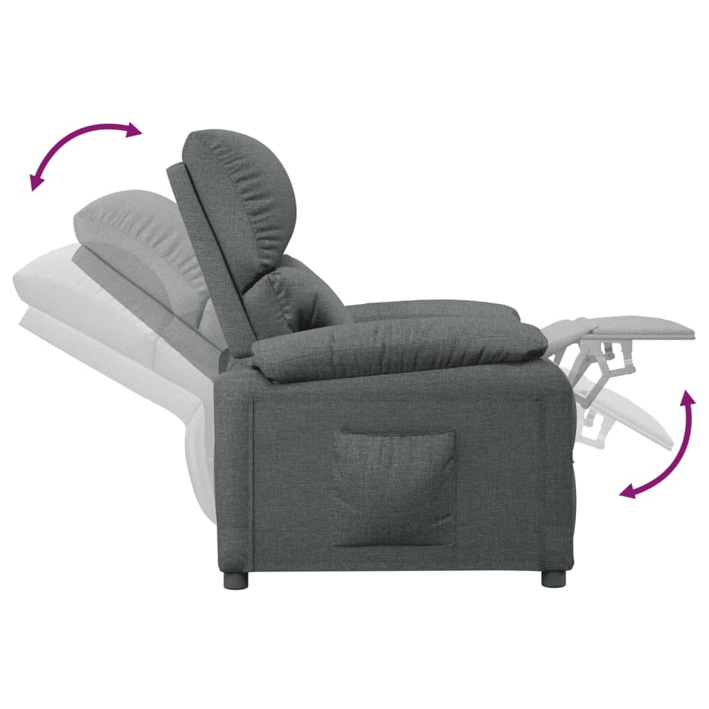 vidaXL Sillón reclinable de tela gris oscuro