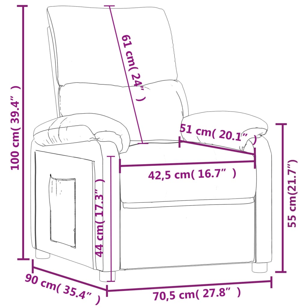 vidaXL Sillón reclinable de tela gris oscuro