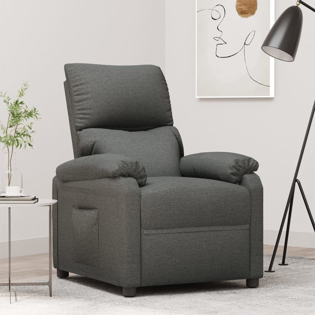 vidaXL Sillón reclinable de tela gris oscuro