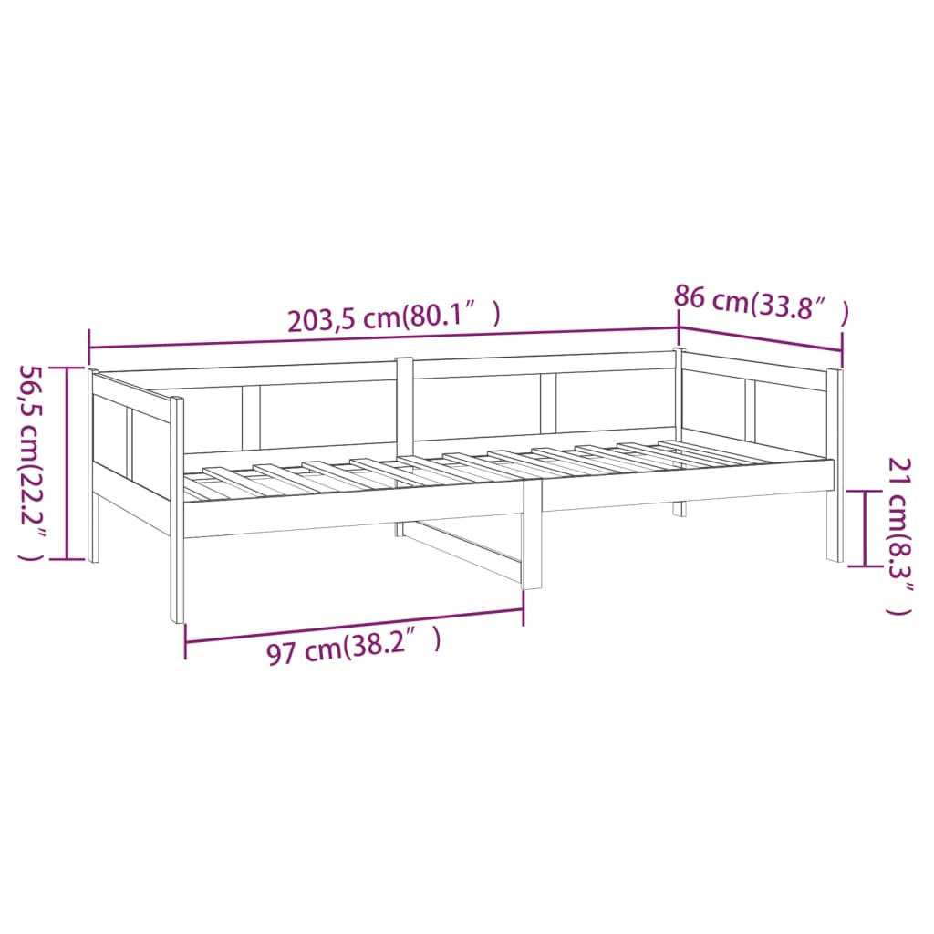 vidaXL Sofá cama madera maciza de pino marrón miel 80x200 cm