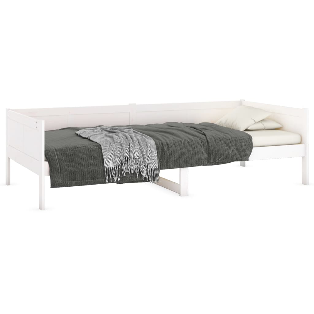 vidaXL Sofá cama madera maciza de pino blanco 90x190 cm