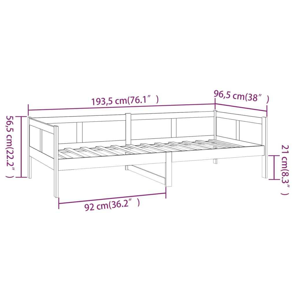 vidaXL Sofá cama madera maciza de pino blanco 90x190 cm