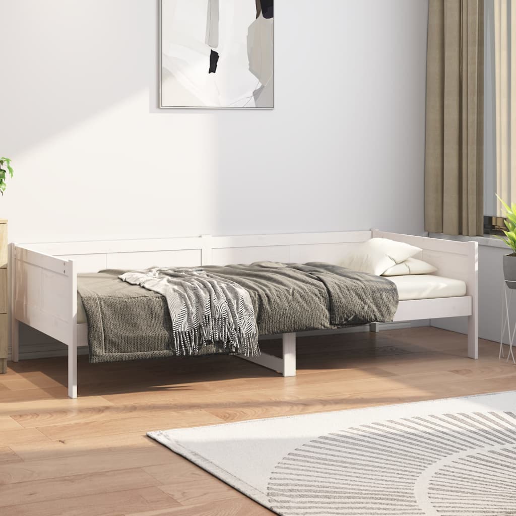 vidaXL Sofá cama madera maciza de pino blanco 90x190 cm