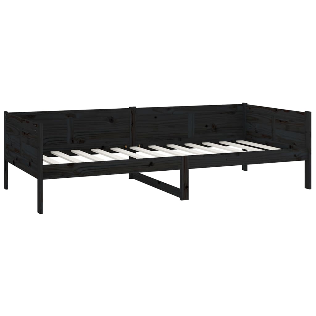 vidaXL Sofá cama madera maciza de pino negro 90x190 cm