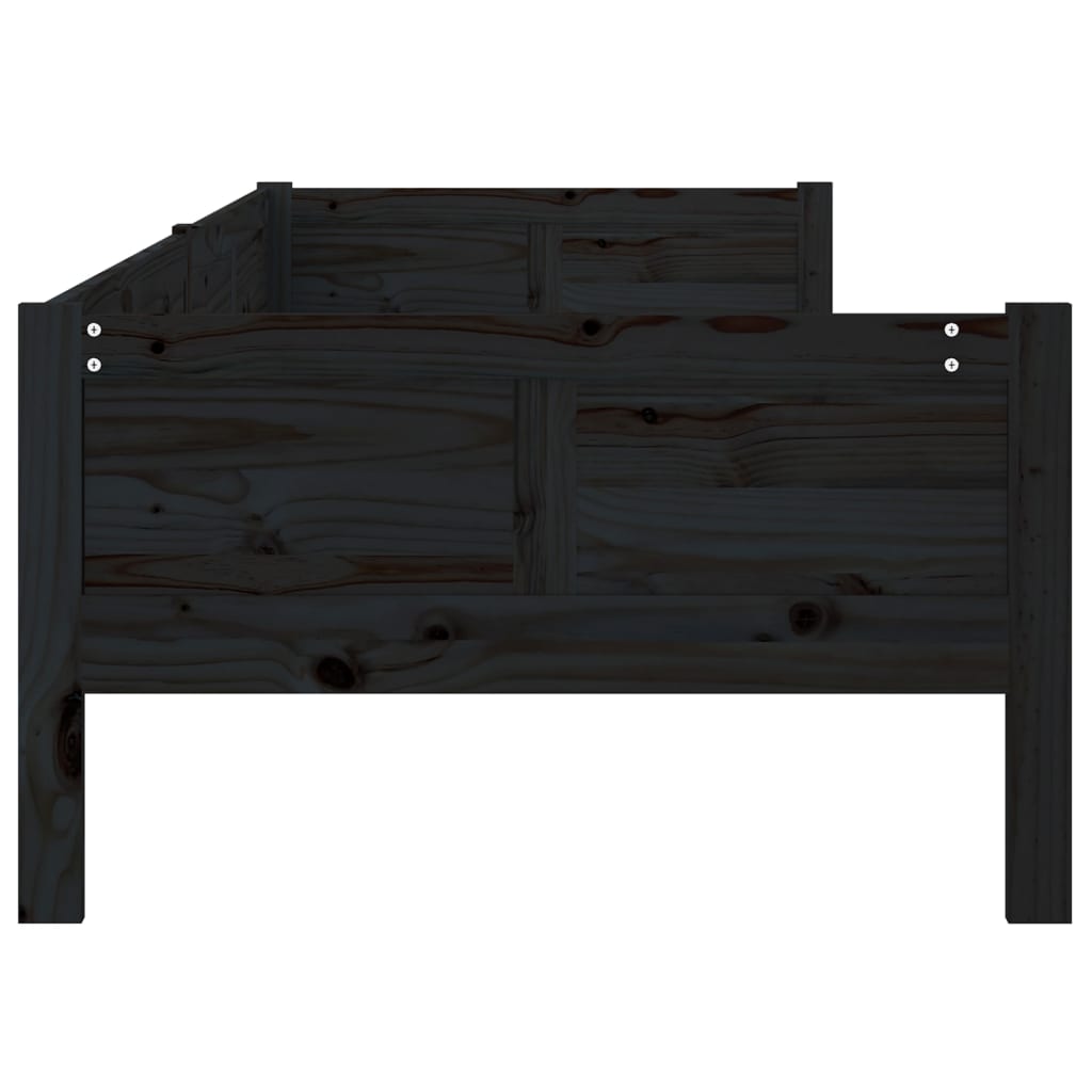 vidaXL Sofá cama madera maciza de pino negro 90x190 cm