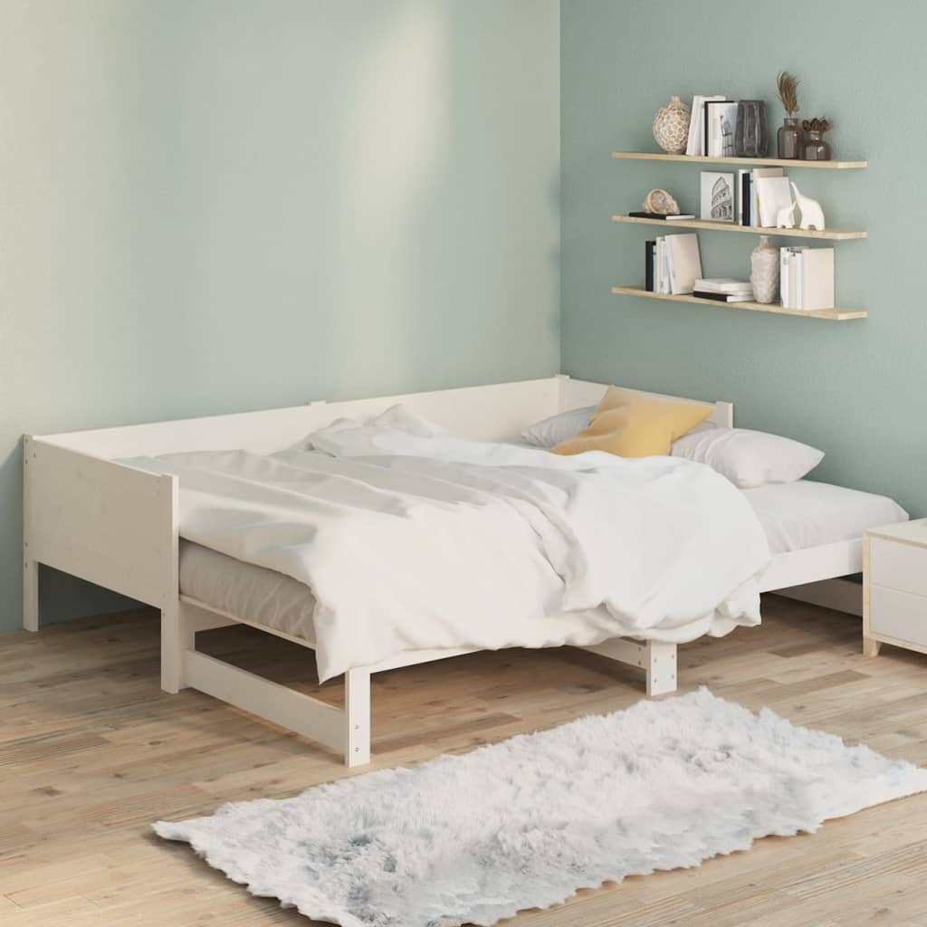 vidaXL Sofá cama extraíble sin colchón blanco 2x(90x200) cm