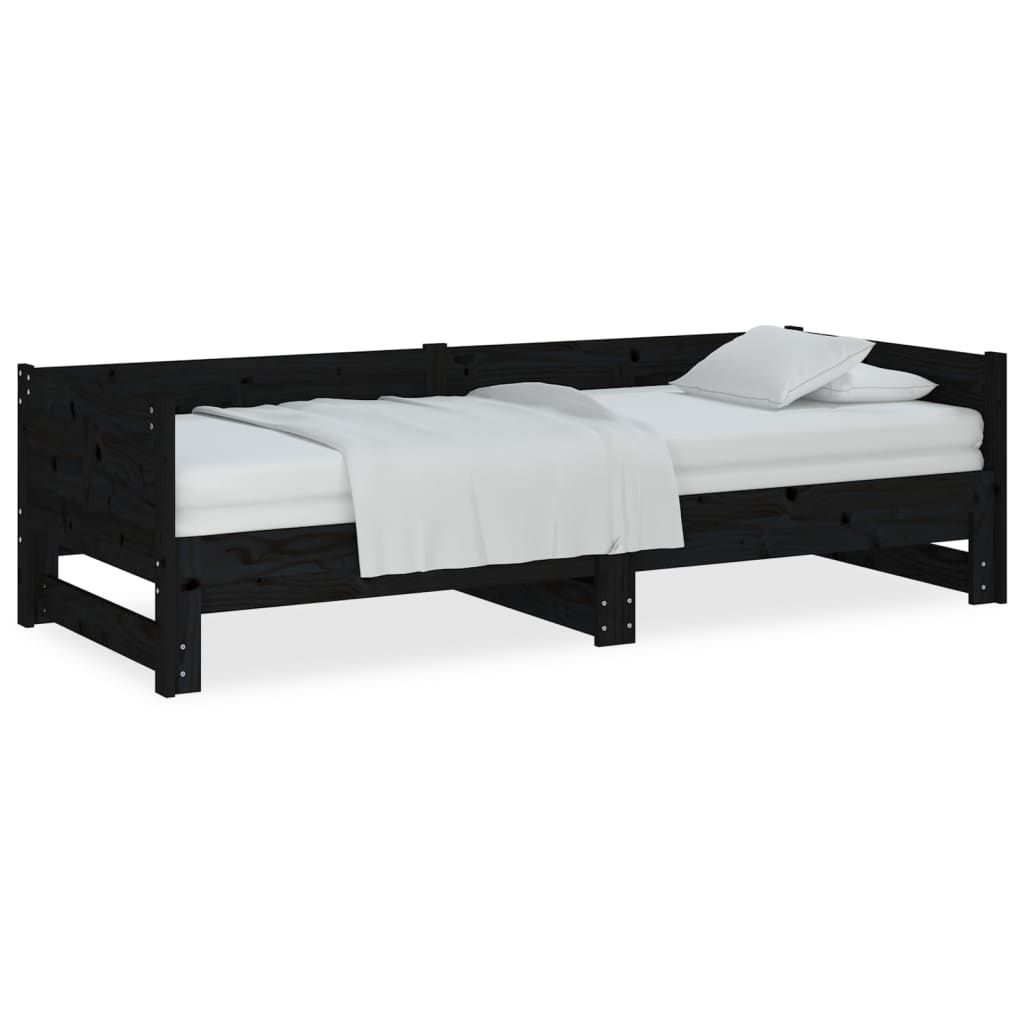 vidaXL Sofá cama extraíble sin colchón negro 2x(90x200) cm