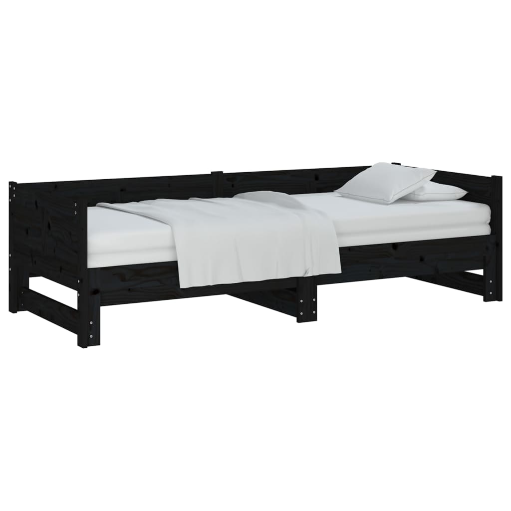 vidaXL Sofá cama extraíble sin colchón negro 2x(90x200) cm