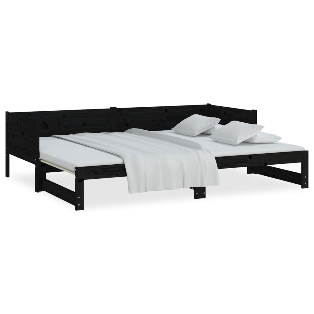 vidaXL Sofá cama extraíble sin colchón negro 2x(90x200) cm