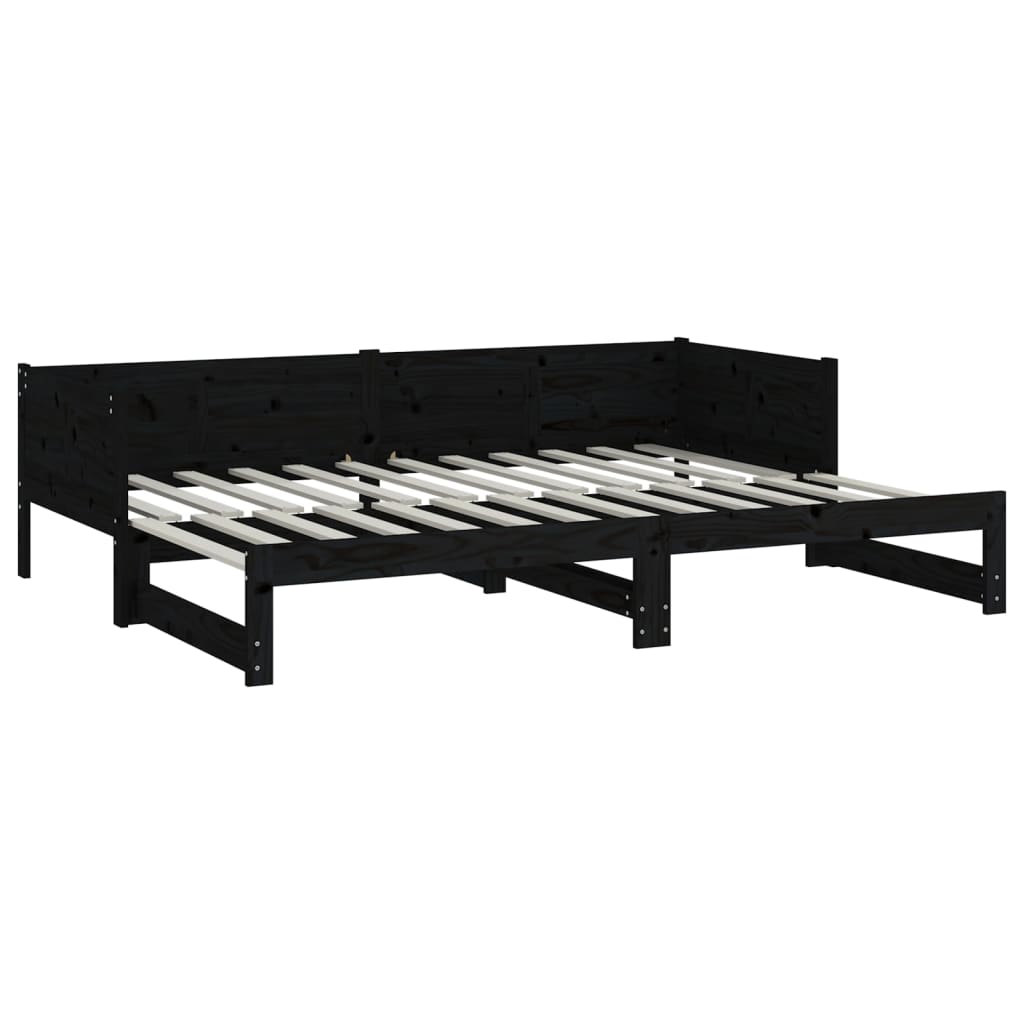 vidaXL Sofá cama extraíble sin colchón negro 2x(90x200) cm