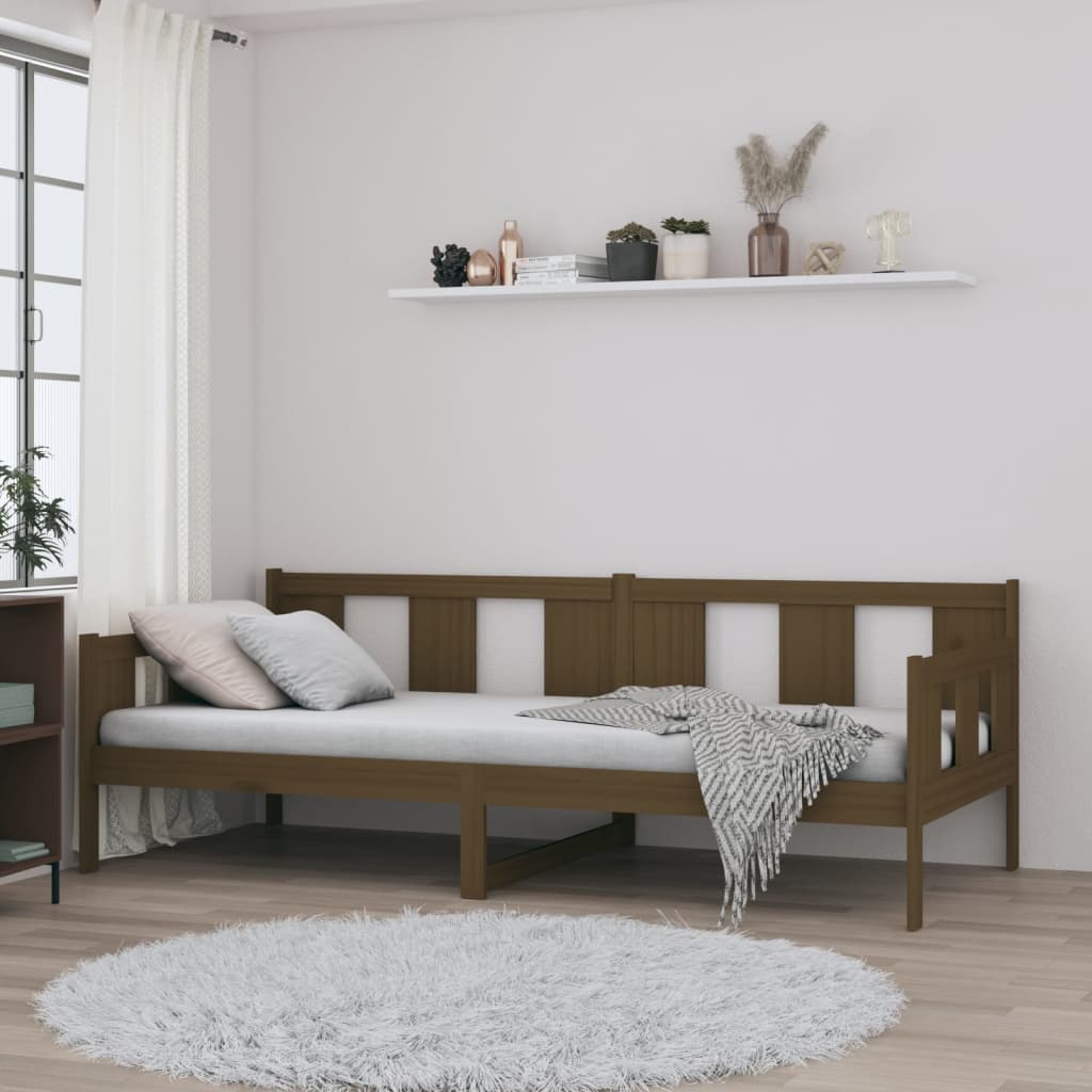 vidaXL Sofá cama sin colchón madera maciza pino marrón miel 90x200 cm