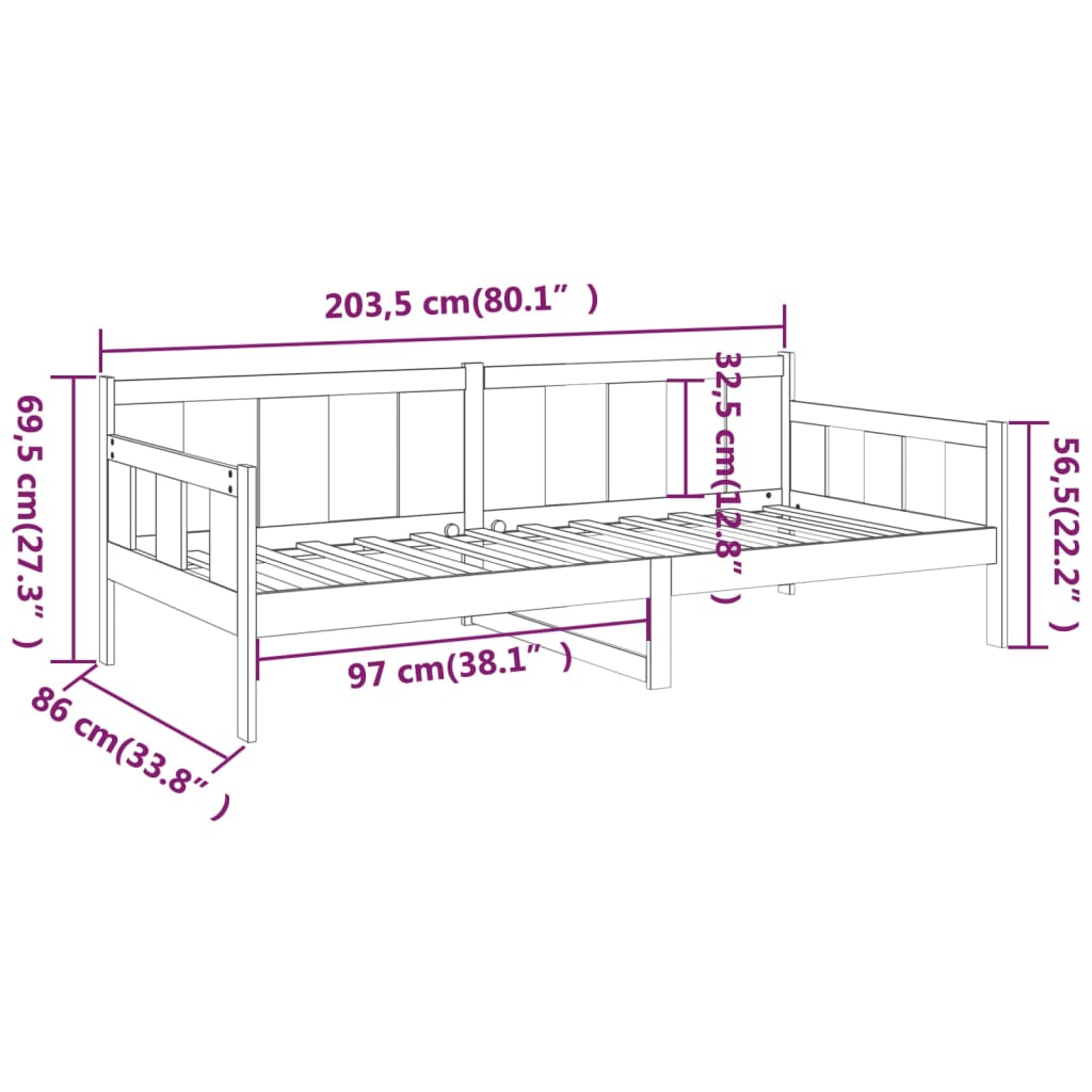 vidaXL Sofá cama madera maciza de pino gris 80x200 cm