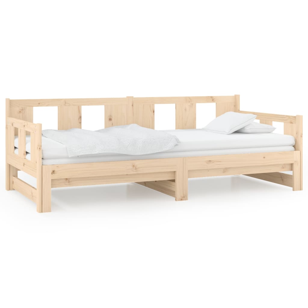 vidaXL Sofá cama extraíble madera maciza de pino 2x(90x200) cm