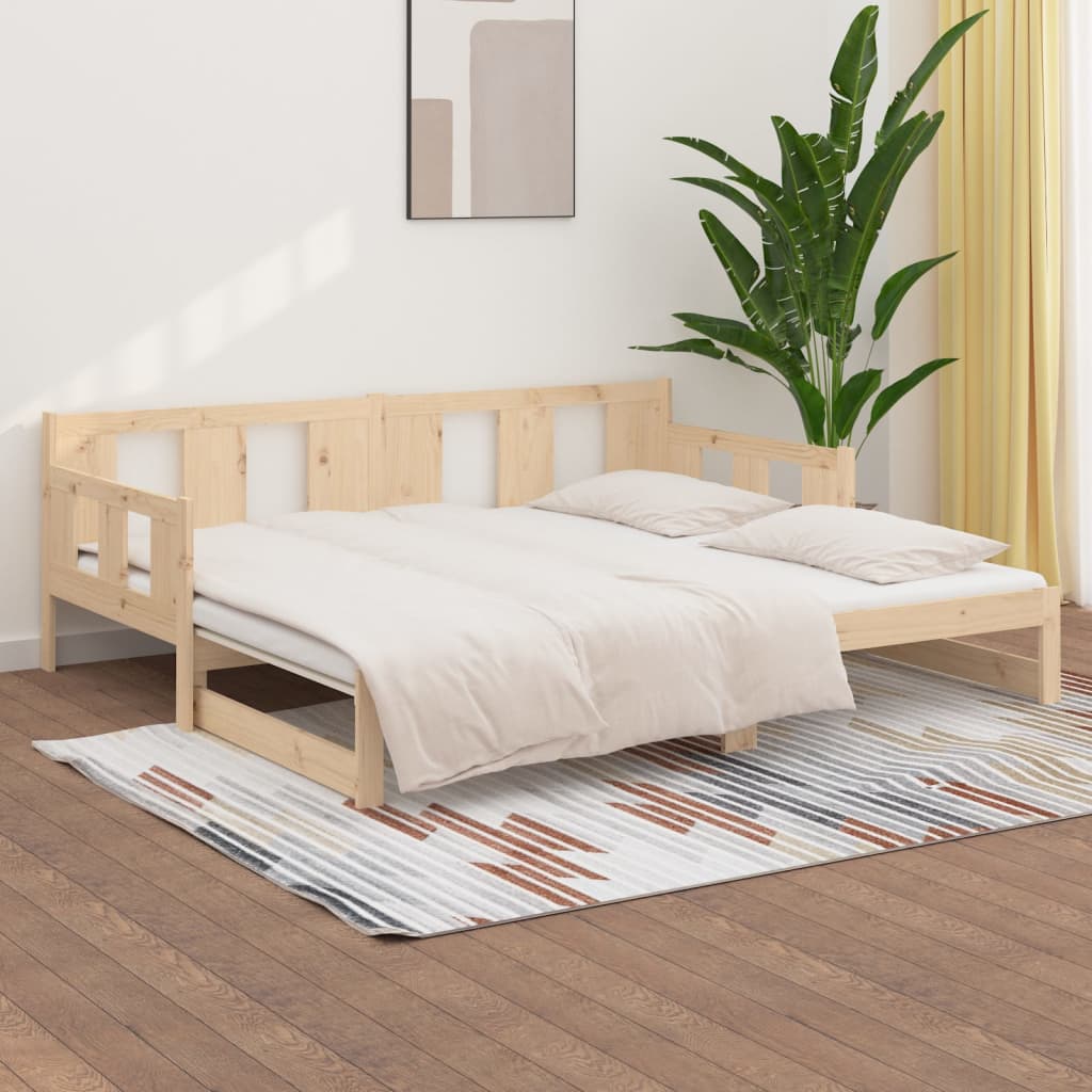 vidaXL Sofá cama extraíble madera maciza de pino 2x(90x200) cm