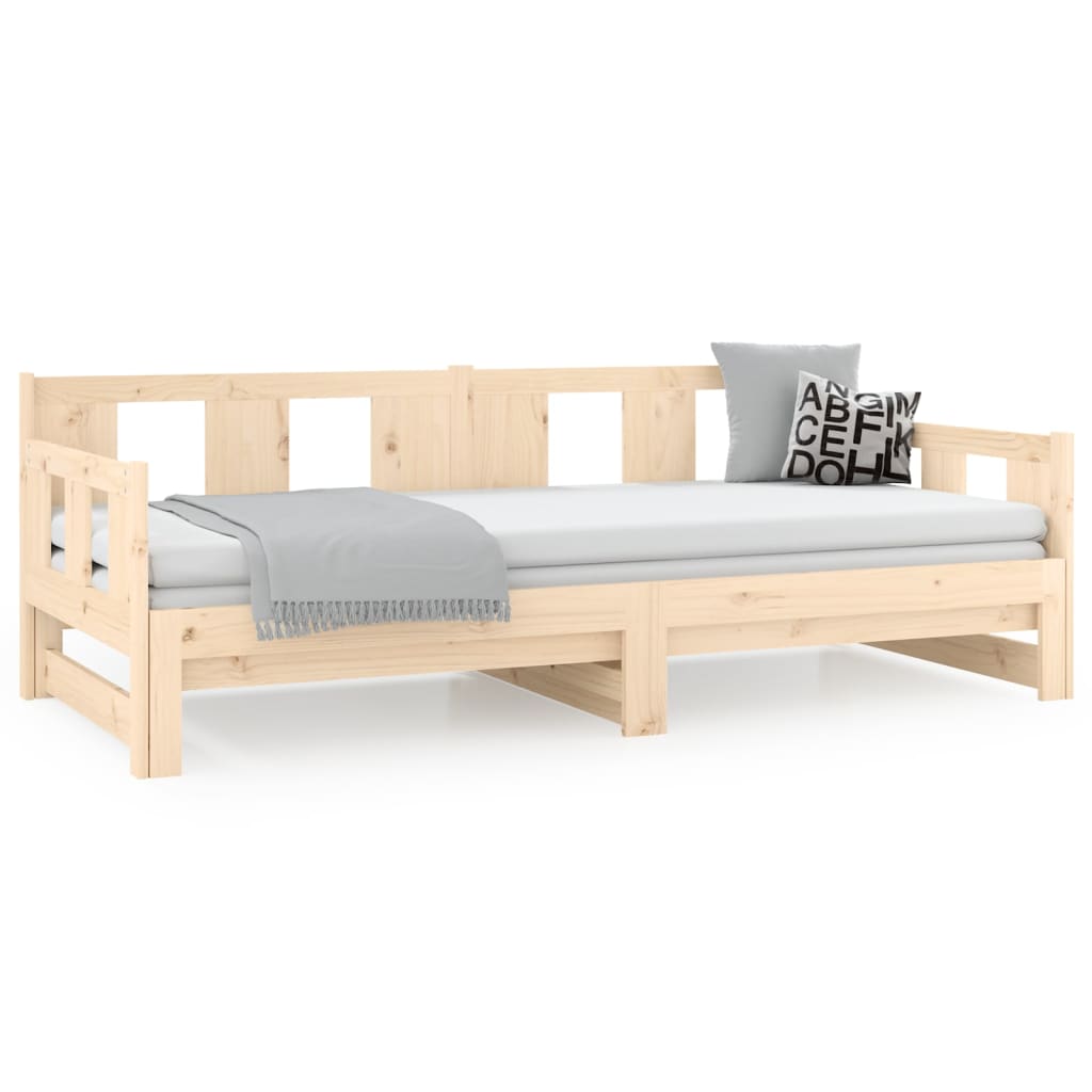 vidaXL Sofá cama extraíble madera maciza de pino 2x(90x200) cm