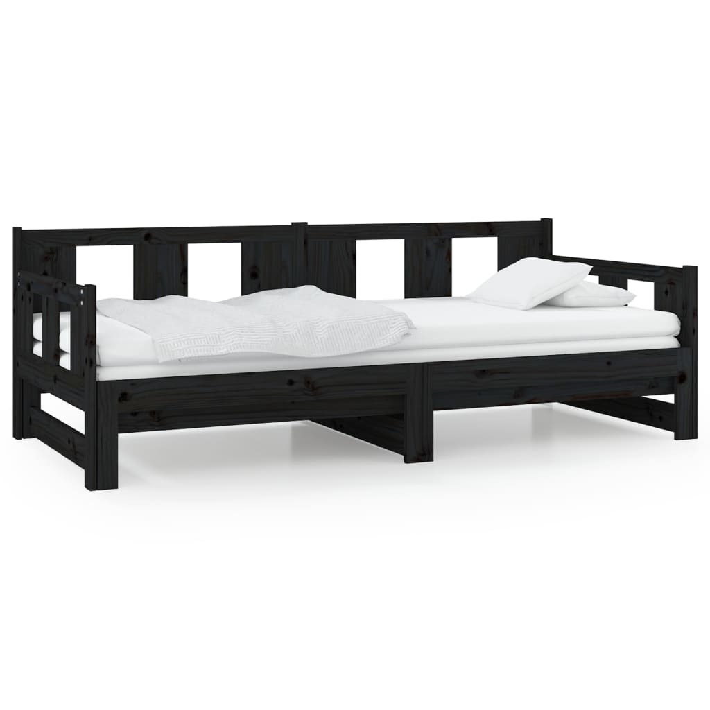 vidaXL Sofá cama extraíble sin colchón negro 2x(80x200) cm