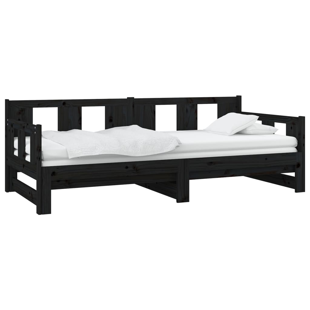 vidaXL Sofá cama extraíble sin colchón negro 2x(80x200) cm