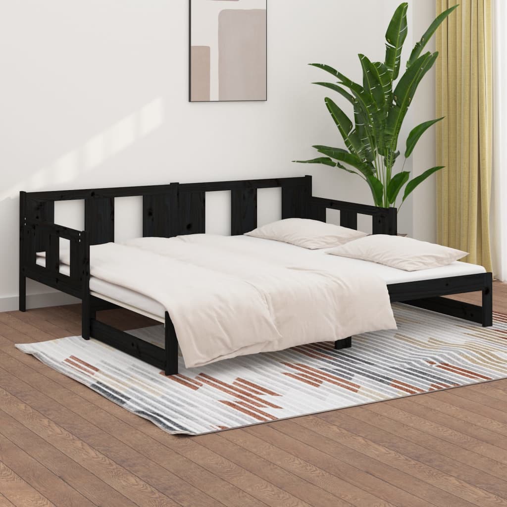 vidaXL Sofá cama extraíble sin colchón negro 2x(80x200) cm