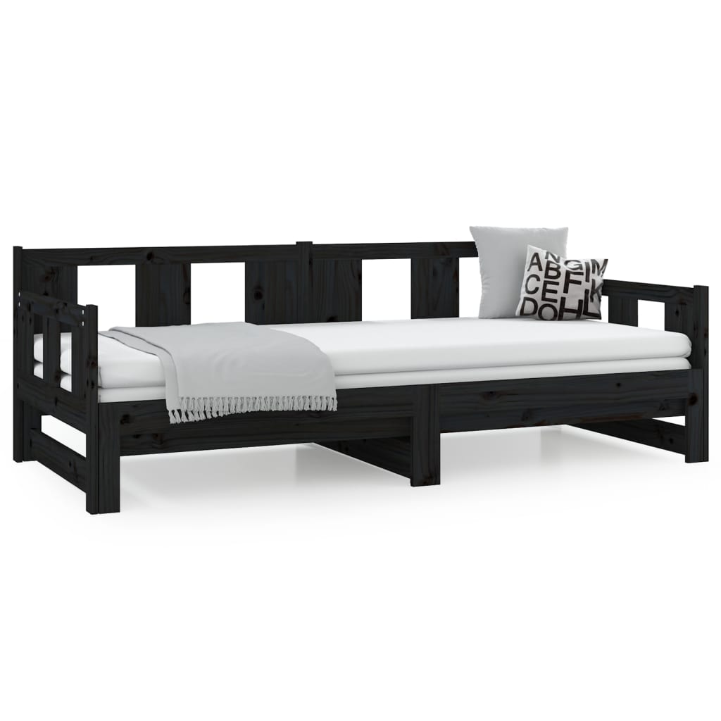 vidaXL Sofá cama extraíble sin colchón negro 2x(80x200) cm