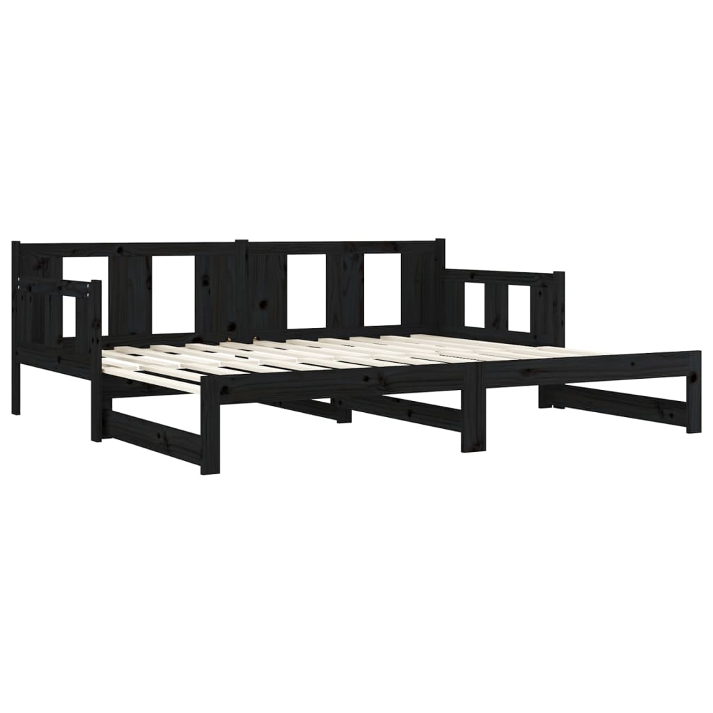 vidaXL Sofá cama extraíble sin colchón negro 2x(80x200) cm