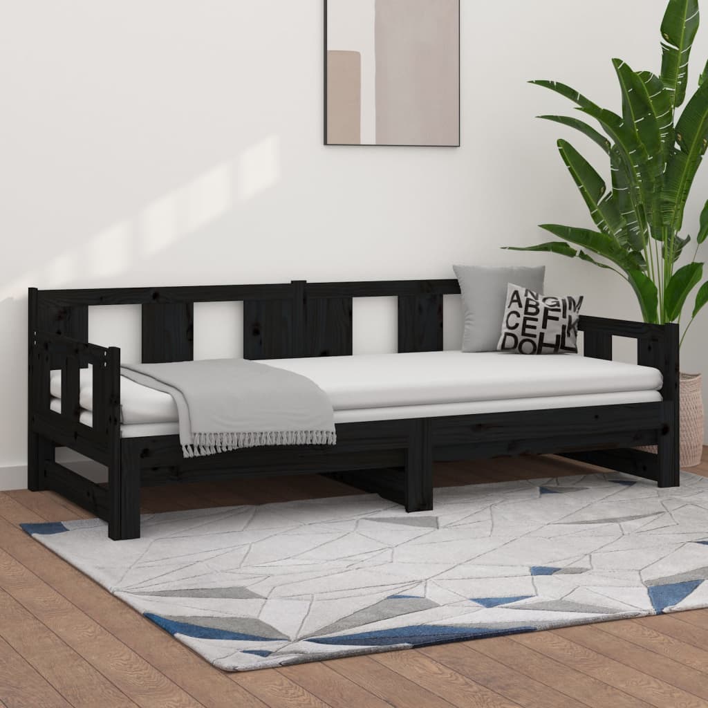 vidaXL Sofá cama extraíble sin colchón negro 2x(80x200) cm