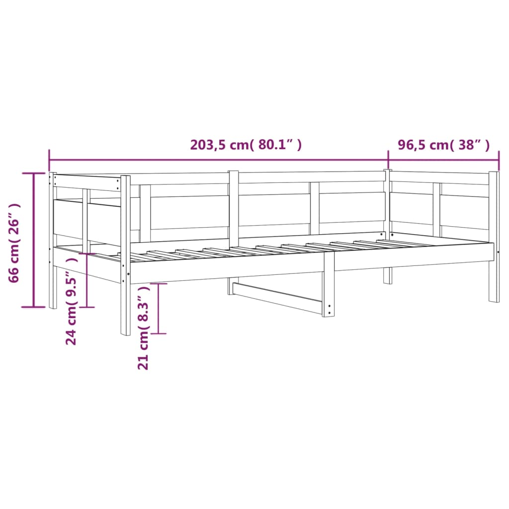 vidaXL Sofá cama sin colchón madera maciza de pino 90x200 cm