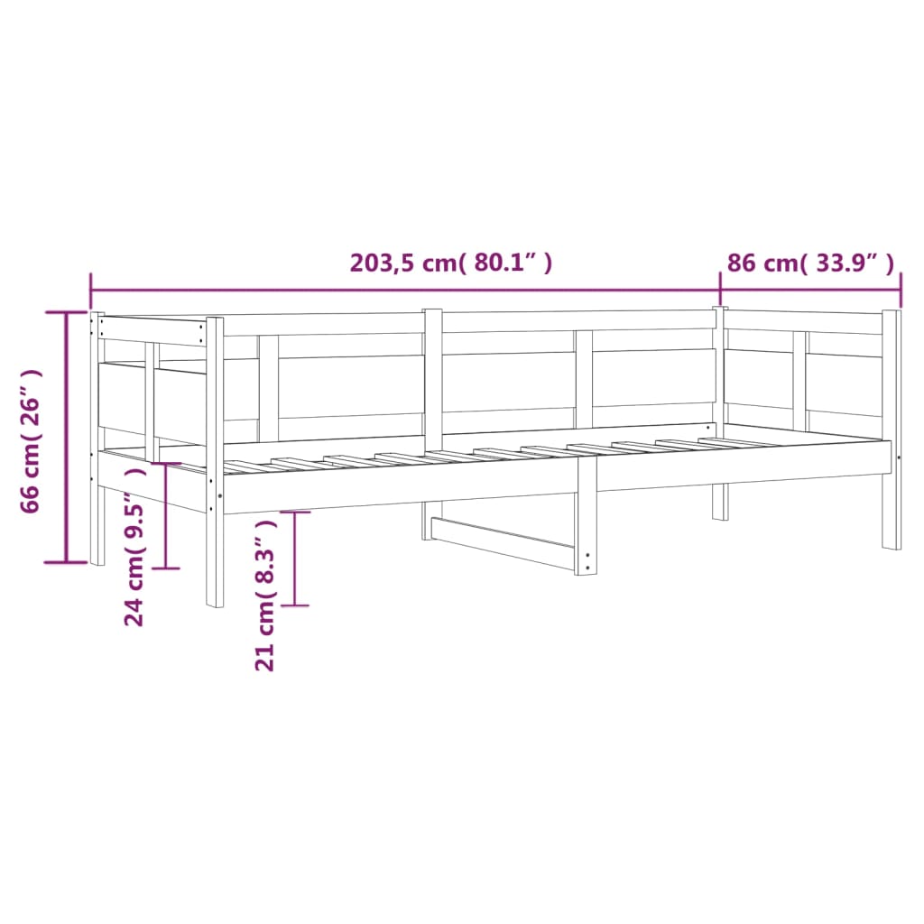 vidaXL Sofá cama madera maciza de pino marrón miel 80x200 cm