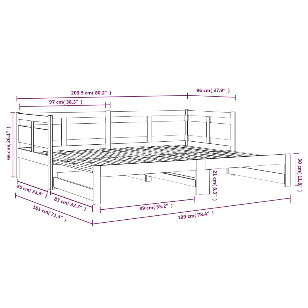 vidaXL Sofá cama extraíble sin colchón blanco 2x(90x200) cm