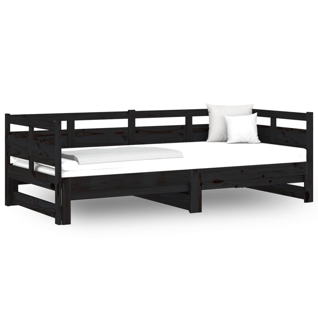 vidaXL Sofá cama extraíble sin colchón negro 2x(80x200) cm