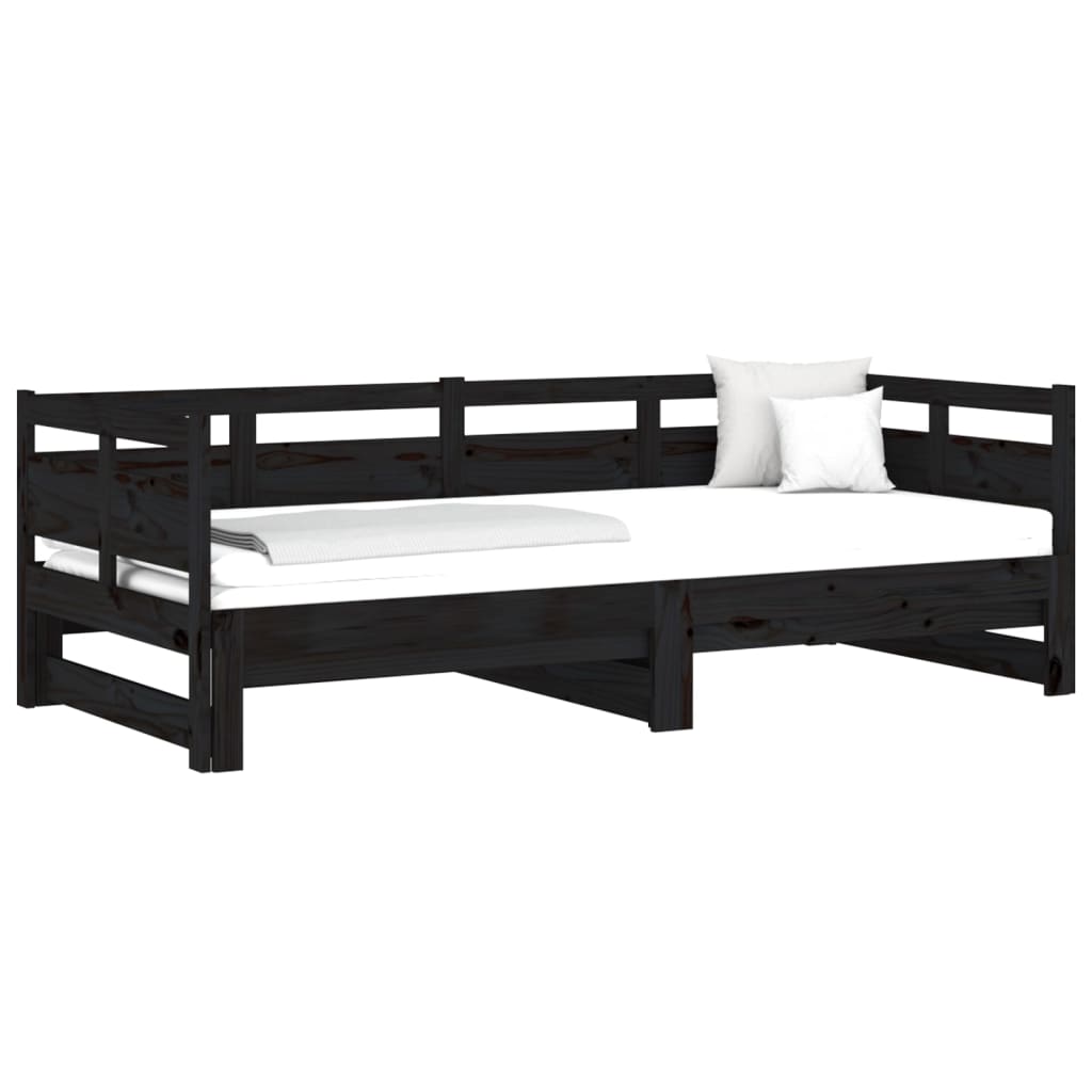 vidaXL Sofá cama extraíble sin colchón negro 2x(80x200) cm