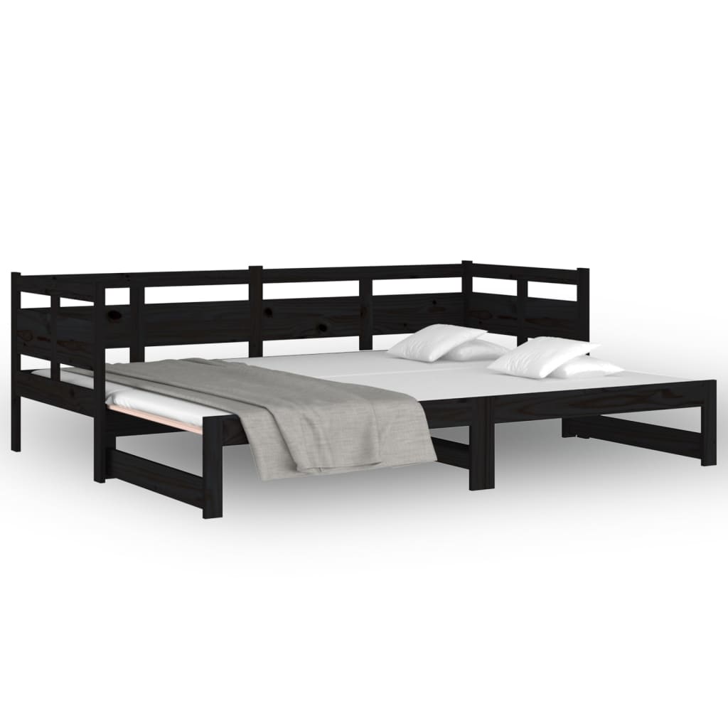 vidaXL Sofá cama extraíble sin colchón negro 2x(80x200) cm