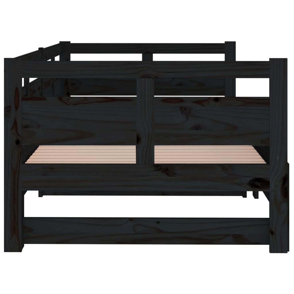 vidaXL Sofá cama extraíble sin colchón negro 2x(80x200) cm