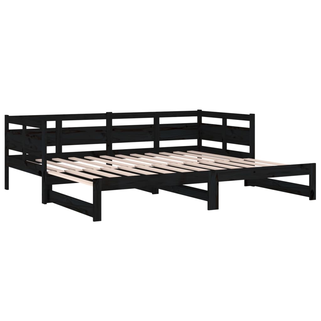 vidaXL Sofá cama extraíble sin colchón negro 2x(80x200) cm