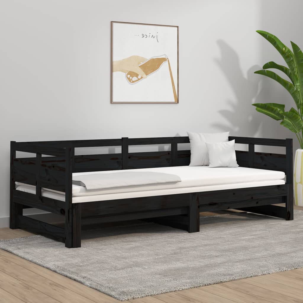 vidaXL Sofá cama extraíble sin colchón negro 2x(80x200) cm