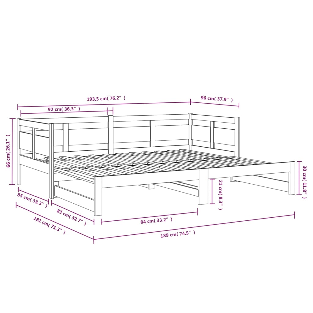 vidaXL Sofá cama extraíble sin colchón blanco 2x(90x190) cm