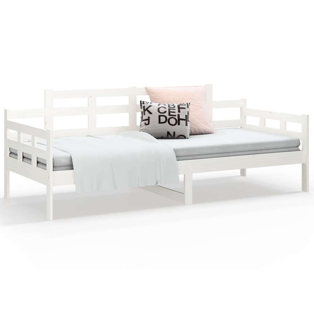 vidaXL Sofá cama sin colchón madera maciza de pino blanco 90x200 cm