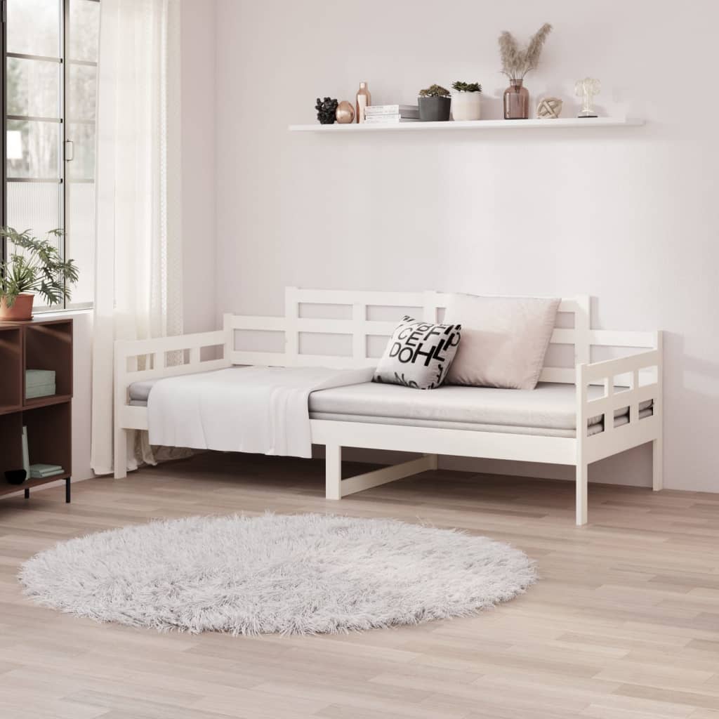 vidaXL Sofá cama madera maciza de pino blanco 80x200 cm